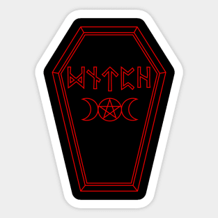 Witch Runes Coffin Red Sticker